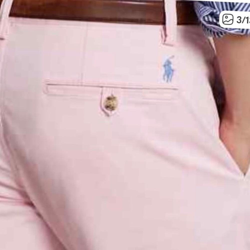 Polo by Ralph Lauren Light Pink Cotton Chinos with Navy Logo